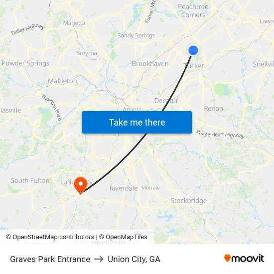 Graves Park Entrance to Union City, GA map
