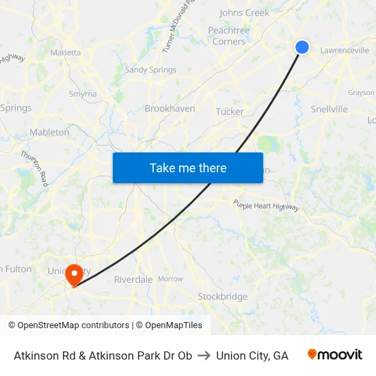 Atkinson Rd & Atkinson Park Dr Ob to Union City, GA map