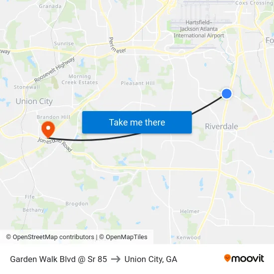 Garden Walk Blvd @ Sr 85 to Union City, GA map