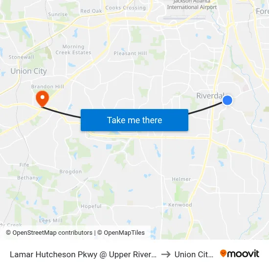 Lamar Hutcheson Pkwy @ Upper Riverdale Rd SW to Union City, GA map
