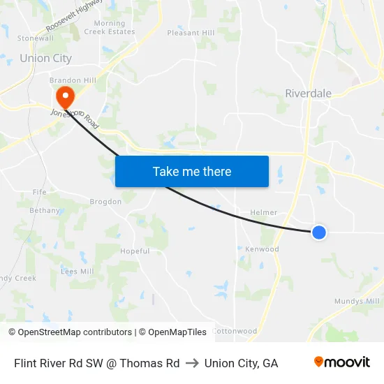 Flint River Rd SW @ Thomas Rd to Union City, GA map