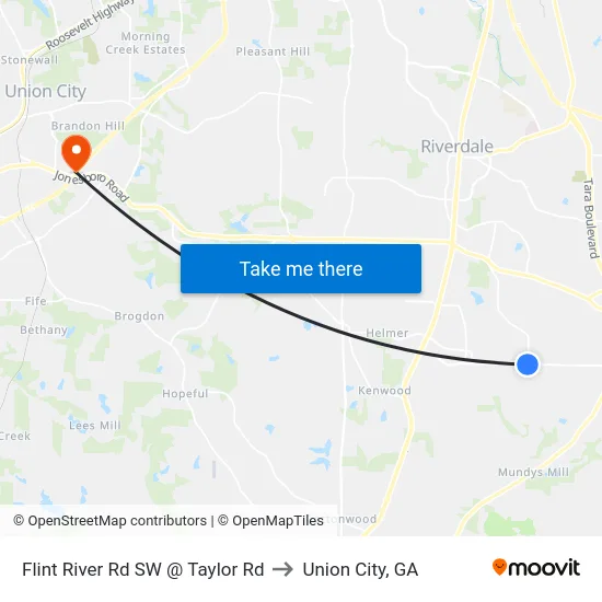 Flint River Rd SW @ Taylor Rd to Union City, GA map