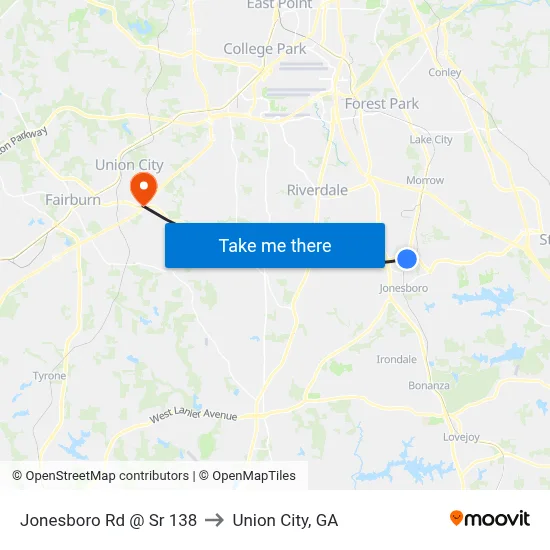 Jonesboro Rd @ Sr 138 to Union City, GA map