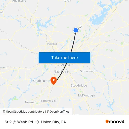 Sr 9 @ Webb Rd to Union City, GA map