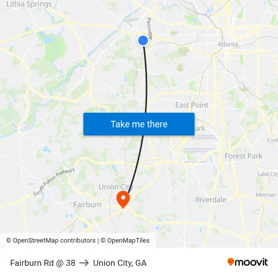 Fairburn Rd @ 38 to Union City, GA map