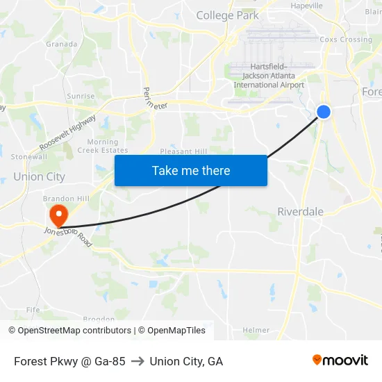 Forest Pkwy @ Ga-85 to Union City, GA map
