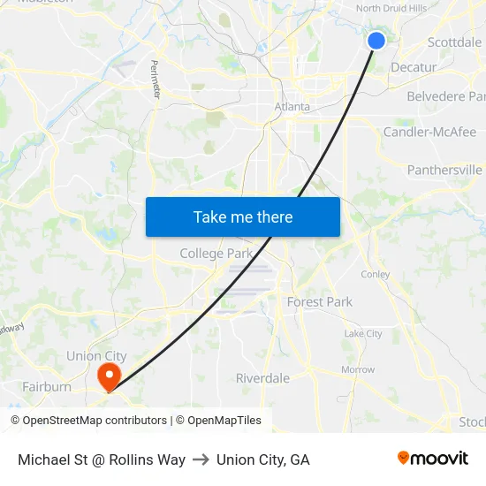 Michael St @ Rollins Way to Union City, GA map