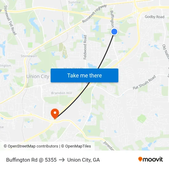 Buffington Rd @ 5355 to Union City, GA map