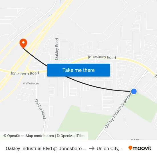 Oakley Industrial Blvd @ Jonesboro Rd to Union City, GA map