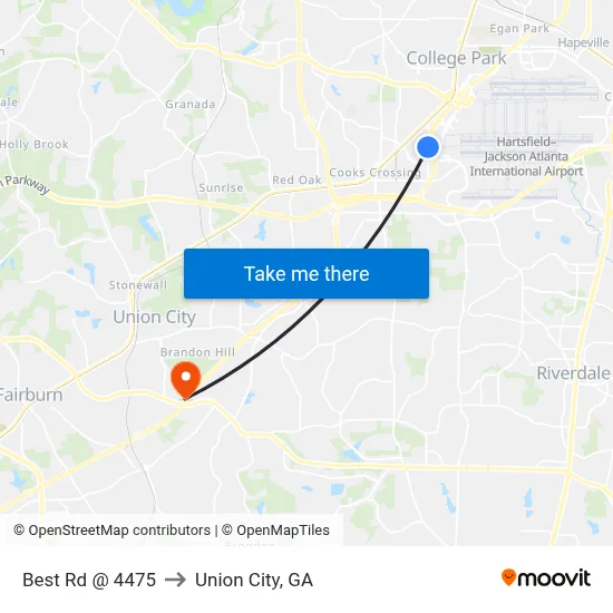 Best Rd @ 4475 to Union City, GA map