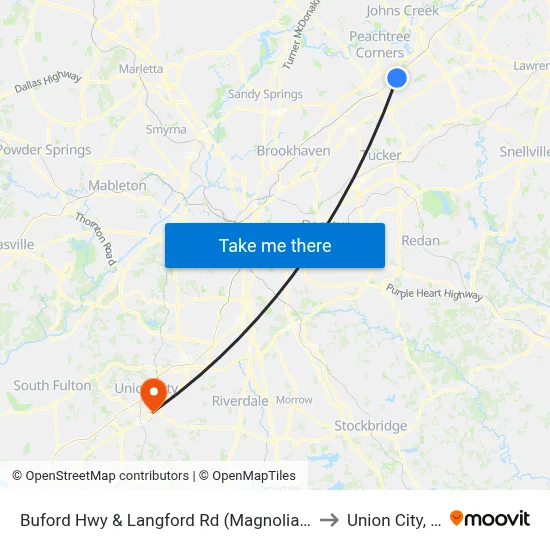 Buford Hwy & Langford Rd (Magnolia Plaza to Union City, GA map
