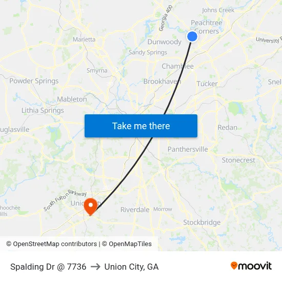 Spalding Dr @ 7736 to Union City, GA map