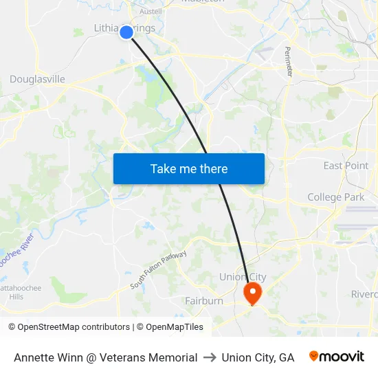 Annette Winn @ Veterans Memorial to Union City, GA map