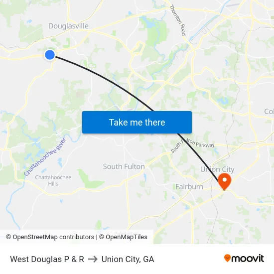 West Douglas P & R to Union City, GA map