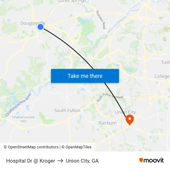 Hospital Dr @ Kroger Ob* to Union City, GA map