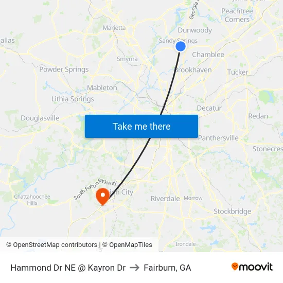 Hammond Dr NE @ Kayron Dr to Fairburn, GA map
