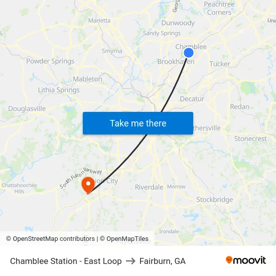 Chamblee Station - East Loop to Fairburn, GA map