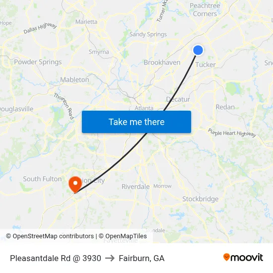 Pleasantdale Rd @ 3930 to Fairburn, GA map