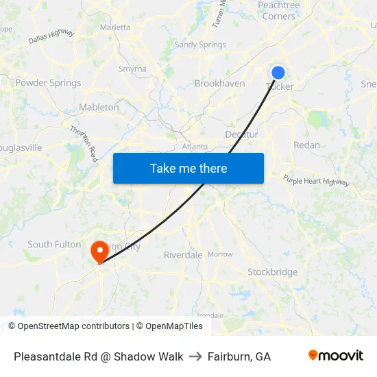 Pleasantdale Rd @ Shadow Walk to Fairburn, GA map
