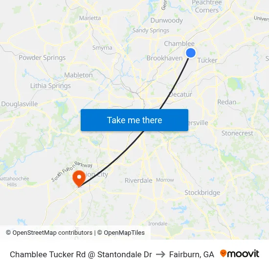 Chamblee Tucker Rd @ Stantondale Dr to Fairburn, GA map