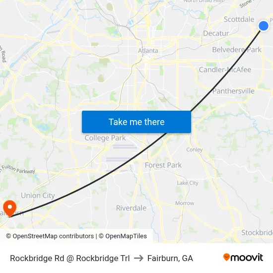Rockbridge Rd @ Rockbridge Trl to Fairburn, GA map