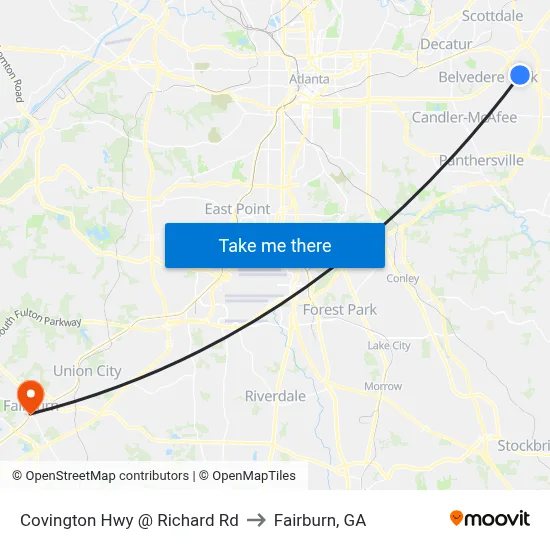 Covington Hwy @ Richard Rd to Fairburn, GA map