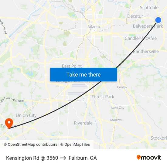 Kensington Rd @ 3560 to Fairburn, GA map