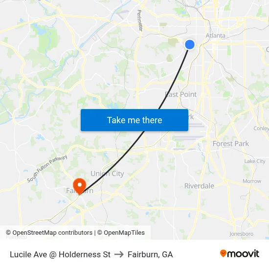 Lucile Ave @ Holderness St to Fairburn, GA map
