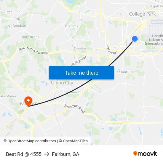Best Rd @ 4555 to Fairburn, GA map