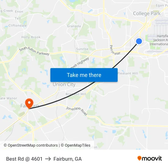 Best Rd @ 4601 to Fairburn, GA map