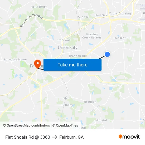 Flat Shoals Rd @ 3060 to Fairburn, GA map