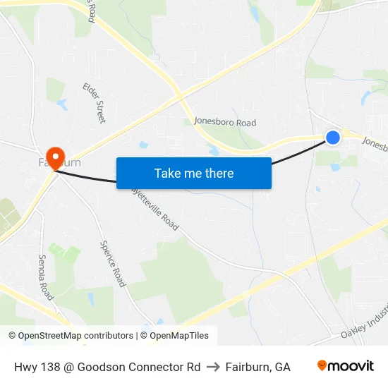 Hwy 138 @ Goodson Connector Rd to Fairburn, GA map