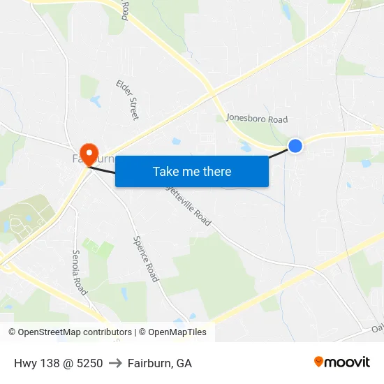 Hwy 138 @ 5250 to Fairburn, GA map
