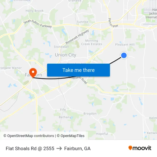 Flat Shoals Rd @ 2555 to Fairburn, GA map