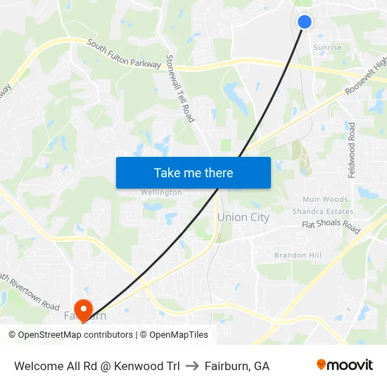 Welcome All Rd @ Kenwood Trl to Fairburn, GA map