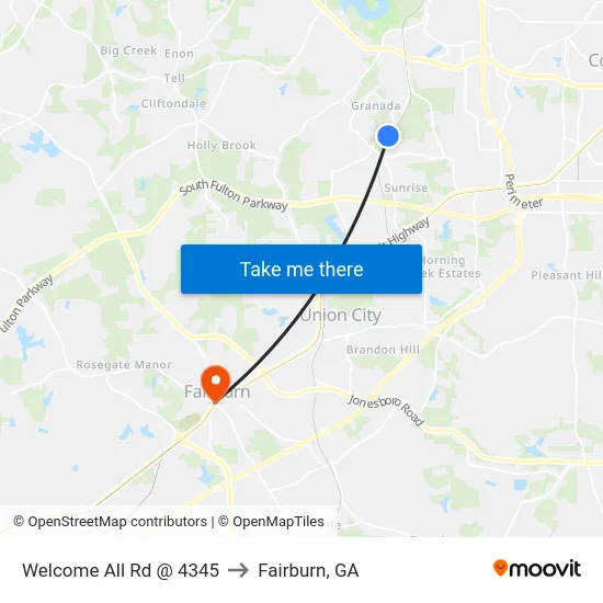 Welcome All Rd @ 4345 to Fairburn, GA map