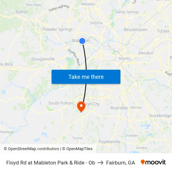 Floyd Rd at Mableton Park & Ride - Ob to Fairburn, GA map