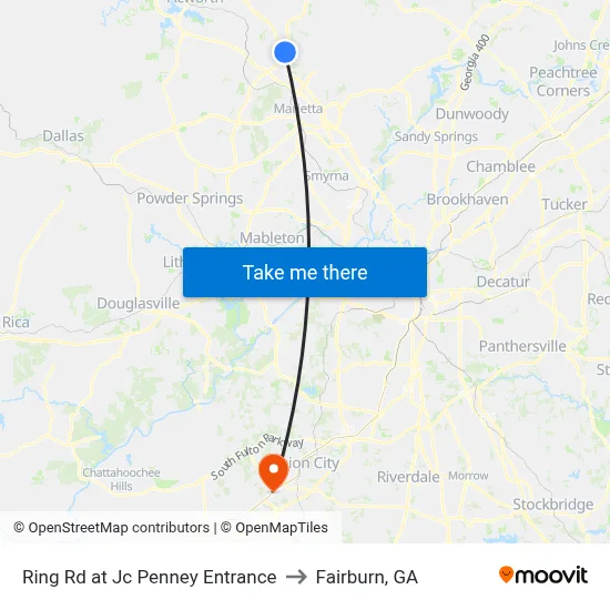 Ring Rd at Jc Penney Entrance to Fairburn, GA map