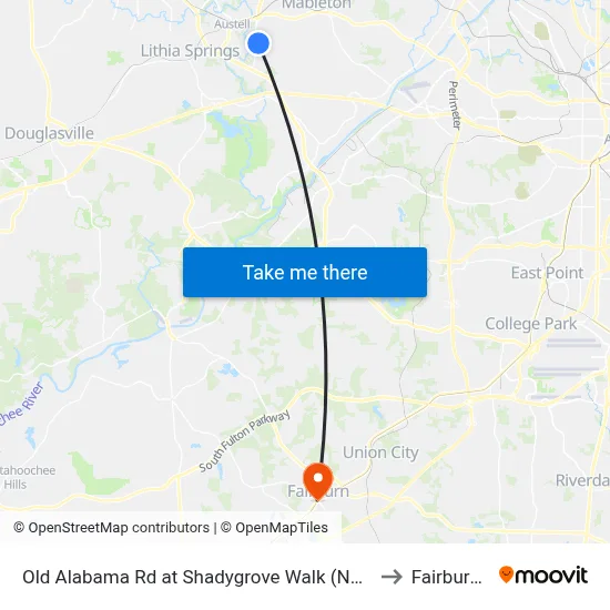 Old Alabama Rd at Shadygrove Walk (Not 25 Timepoin to Fairburn, GA map