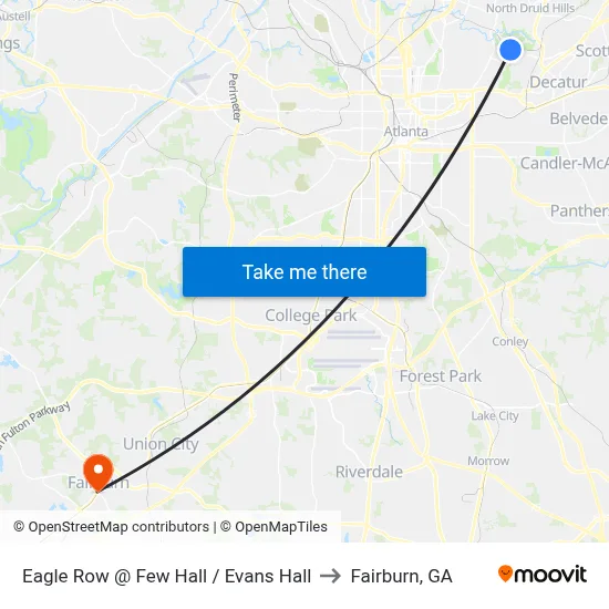 Eagle Row @ Few Hall / Evans Hall to Fairburn, GA map
