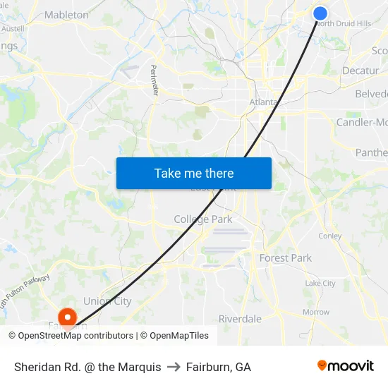 Sheridan Rd. @ the Marquis to Fairburn, GA map