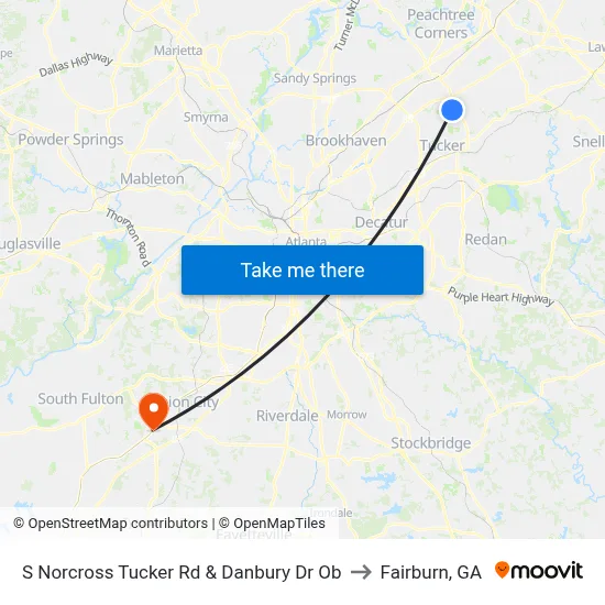 S Norcross Tucker Rd & Danbury Dr Ob to Fairburn, GA map