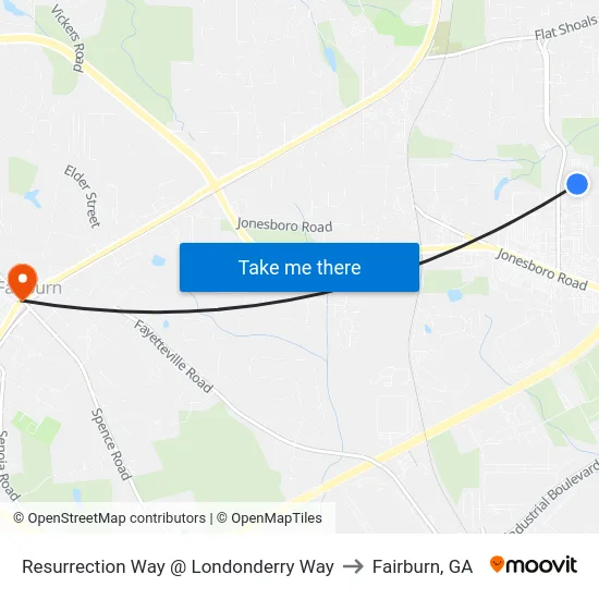 Resurrection Way @ Londonderry Way to Fairburn, GA map