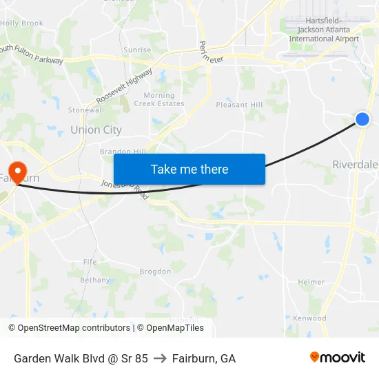 Garden Walk Blvd @ Sr 85 to Fairburn, GA map