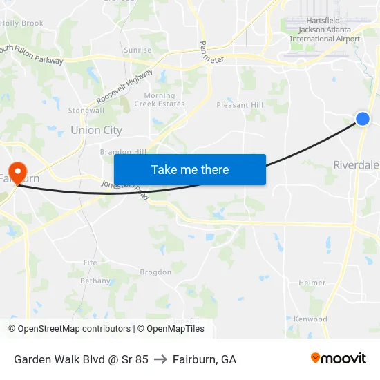 Garden Walk Blvd @ Sr 85 to Fairburn, GA map