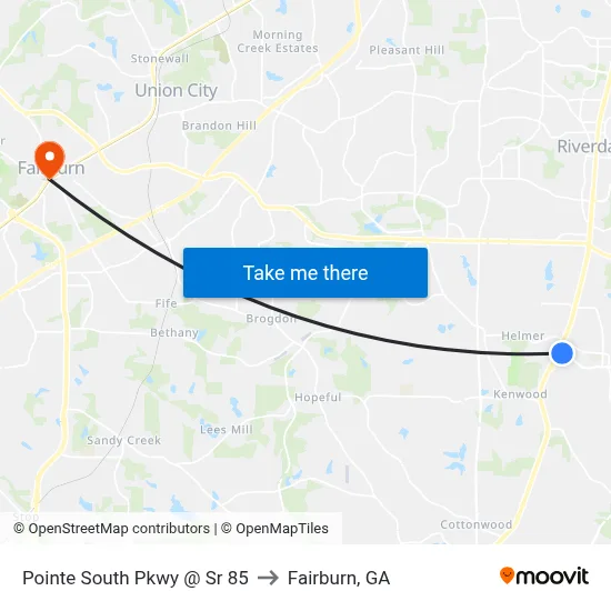 Pointe South Pkwy @ Sr 85 to Fairburn, GA map