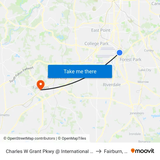 Charles W Grant Pkwy @ International Pkwy to Fairburn, GA map