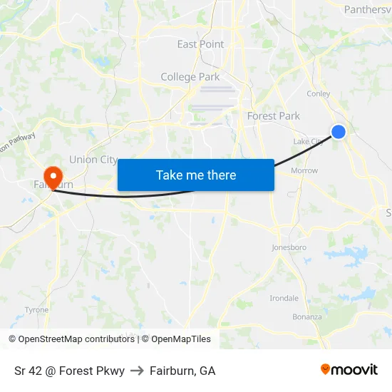 Sr 42 @ Forest Pkwy to Fairburn, GA map