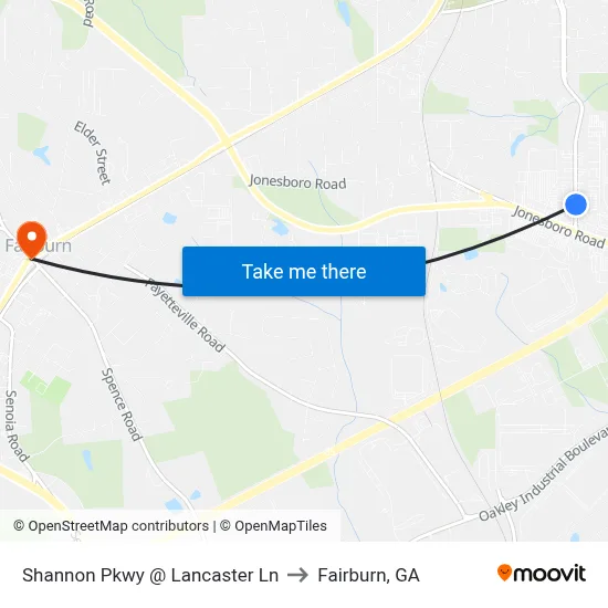 Shannon Pkwy @ Lancaster Ln to Fairburn, GA map