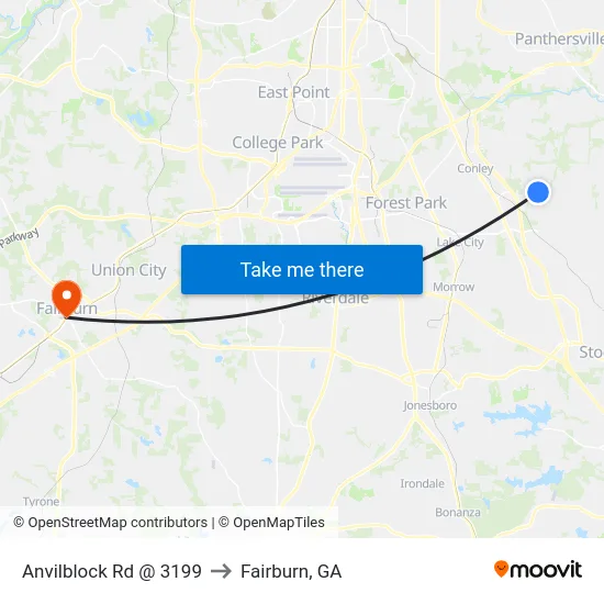 Anvilblock Rd @ 3199 to Fairburn, GA map